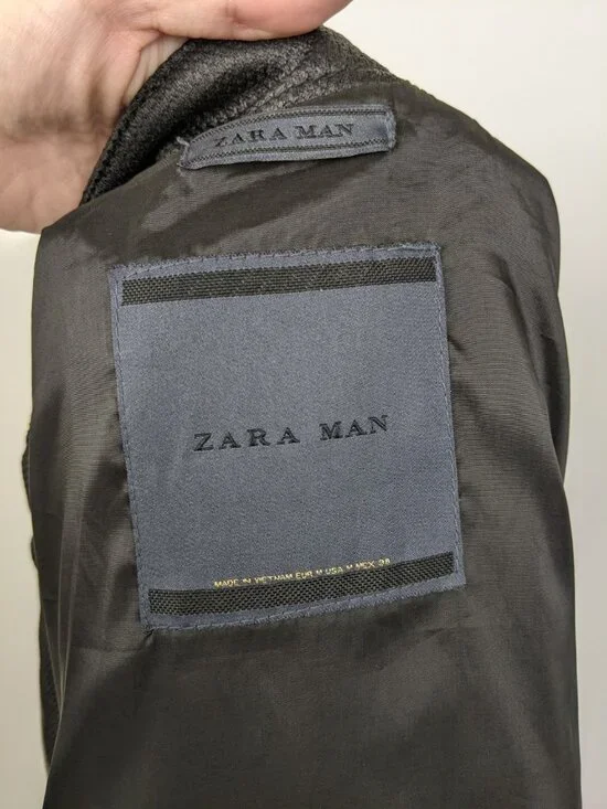 Zara Man Faux Leather Black Moto Jacket Mens Size Medium Motorcycle Biker - Picture 4 of 9